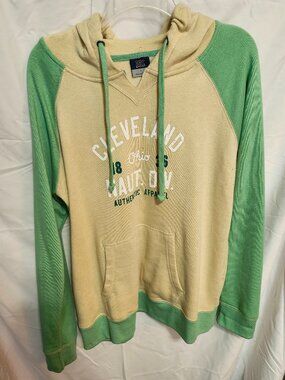 Cleveland OH Naut. Div. Authentic Apparel Green and Cream Hoodie